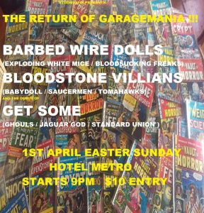 The Return of Garage MANIA !! - Barbed Wire Dolls Sun 1 April